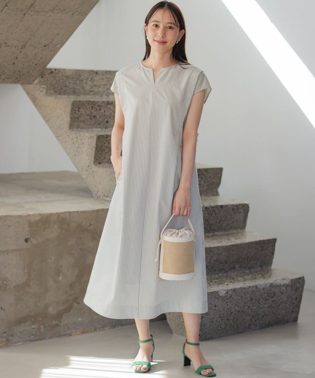 組曲 【先行予約】ソフトサッカー ワンピース エクリュ×ネイビーストライプ系1