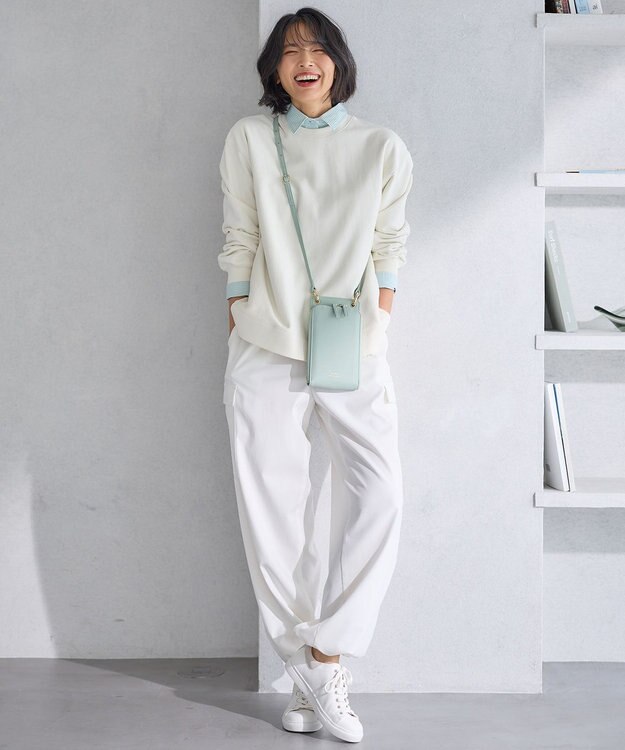 23区 L 【Oggi4月号掲載/洗える】シルキーストレッチ パラシュートパンツ アイボリー系