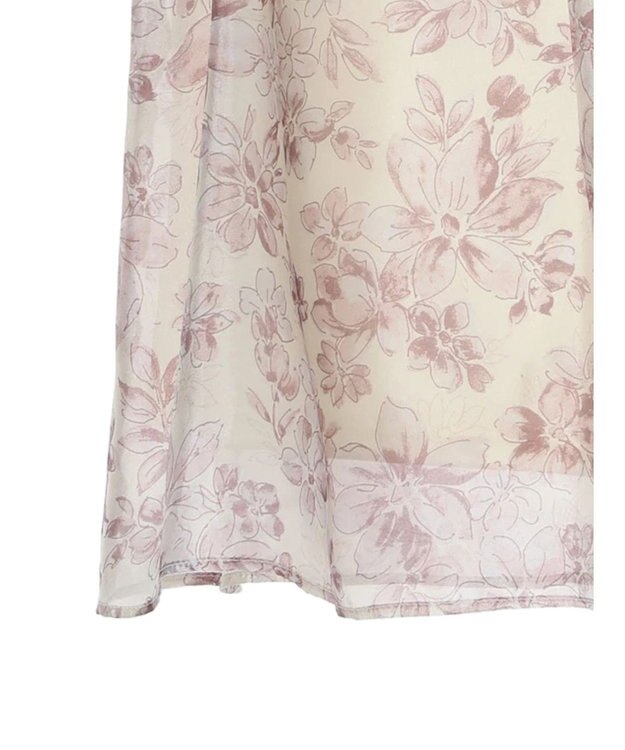 earth music&ecology フラワー柄シアーパフブラウス Pink