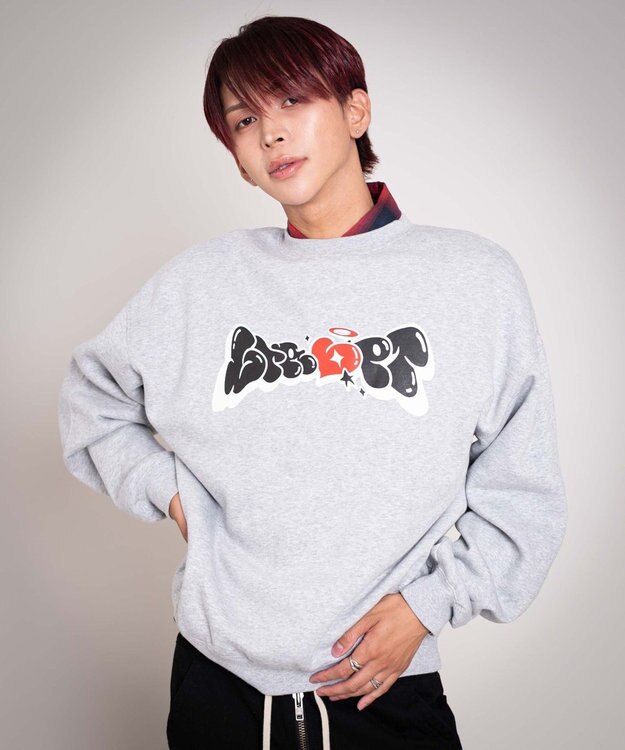 WEGO 【ユニセックス着用ITEM/MLサイズ展開】ハートモチーフプルオーバー 杢グレー