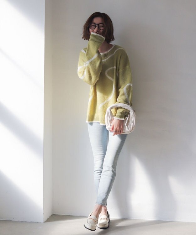 WEGO 【25年秋冬新作】ニュアンスライン配色プルオーバー グリーンその他