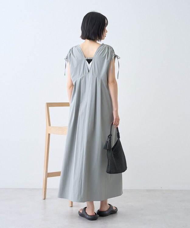 AMERICAN HOLIC 【マルチ機能】Vネックドロストショルダーワンピース Grayish Khaki