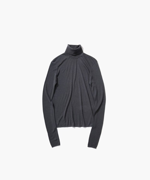 ATON TENCEL SILK CIRCULER RIB | タートルネックセーター CHAROCAL GRAY