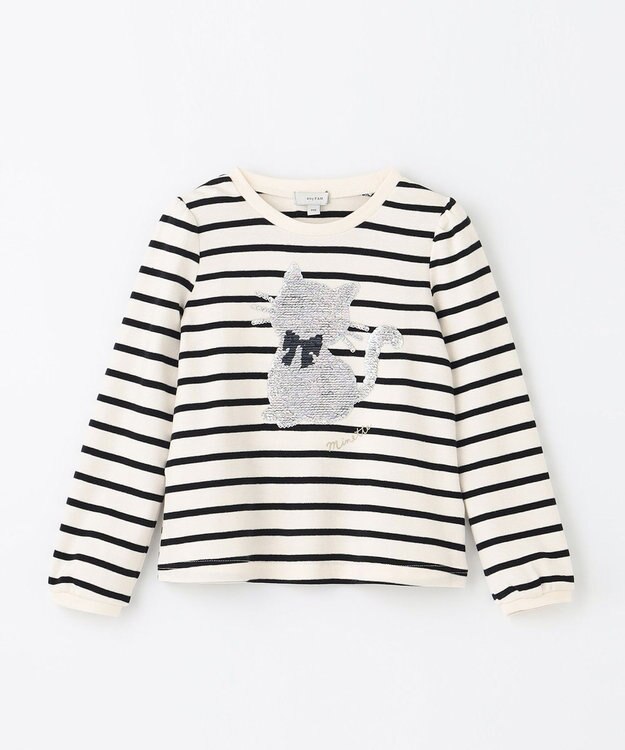 ANY KIDS ミラクルスパンコール 長袖 Tシャツ ボーダー