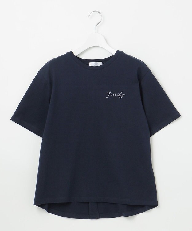 J.PRESS LADIES エンブロイダリー ロゴ Tシャツ ネイビー系