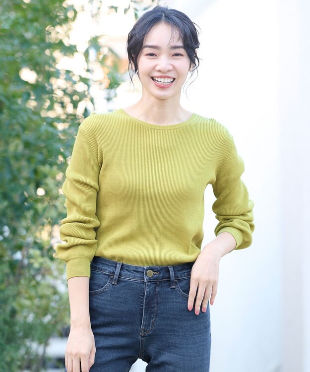 ANY パフスリーブリブニット グリーン