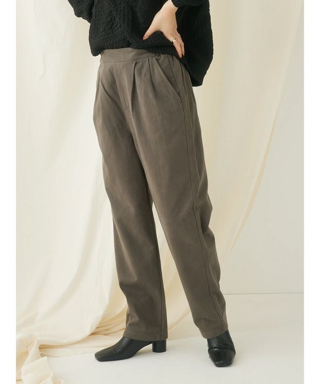 CRAFT STANDARD BOUTIQUE 綿ピーチ綺麗シルエットパンツ Charcoal Gray