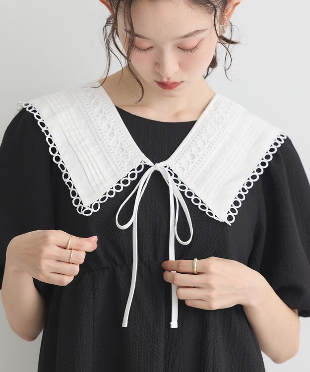 earth music&ecology セーラーカラーレース付け襟 Off White