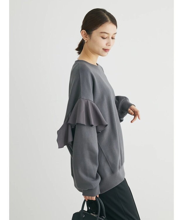 Green Parks ・ＳＵＧＡＲ　ＳＰＯＯＮ　ラッフルショルダースウェット Charcoal Gray