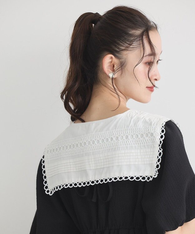 earth music&ecology セーラーカラーレース付け襟 Off White