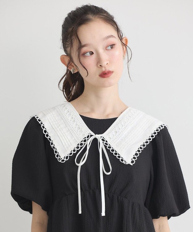 earth music&ecology セーラーカラーレース付け襟 Off White