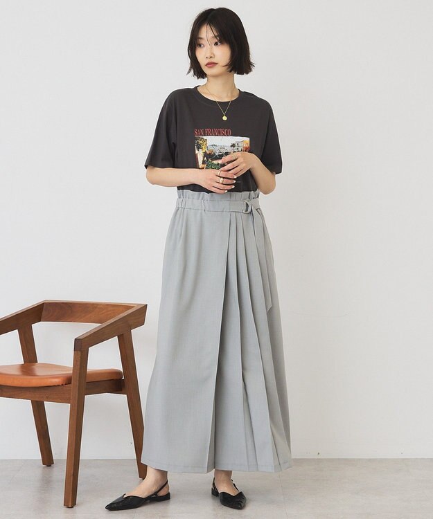AMERICAN HOLIC 【マルチ機能】アシンメトリータックスカート Light Gray Mixture