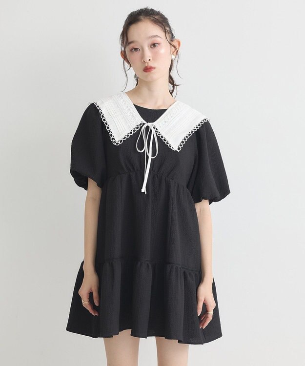 earth music&ecology セーラーカラーレース付け襟 Off White