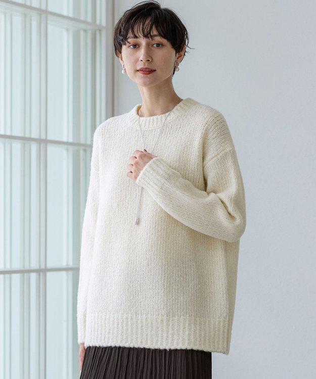23区 S 【見上愛さん着用/STORY・VERY掲載】ブラッシュドエアーウール ファンシーニット ホワイト系