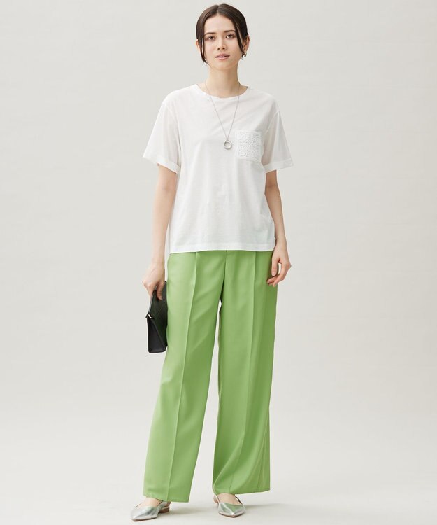 自由区 S 【カタログ掲載・洗える】クロッシェポケット Tシャツ オフホワイト