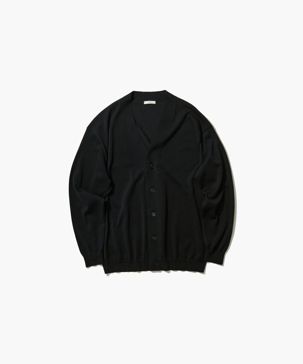 ATON COTTON WASHI KNIT | オーバーサイズニットカーディガン - UNISEX BLACK