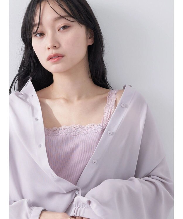 earth music&ecology ２ＷＡＹスクエア＆Vネックネックレースタンクトップ Pink