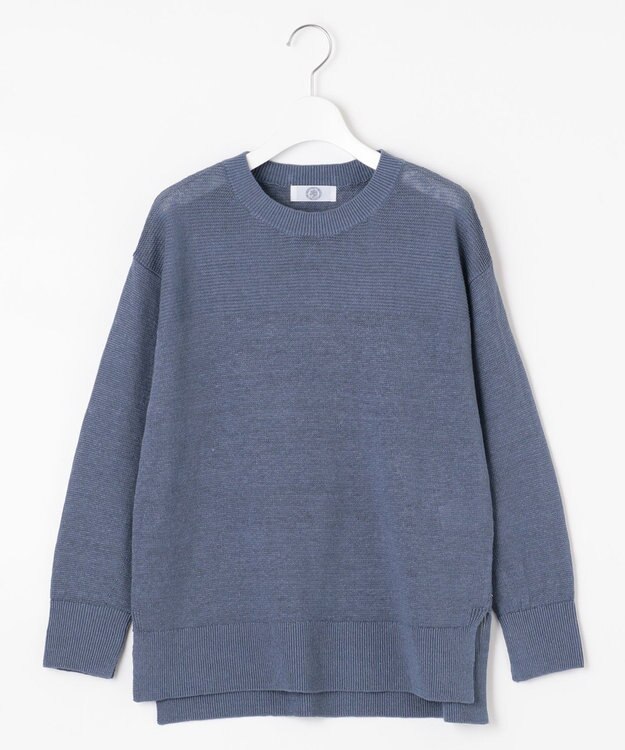 J.PRESS LADIES 【洗える・吸水速乾】 マーセライズコードリネン ニット ダルブルー系