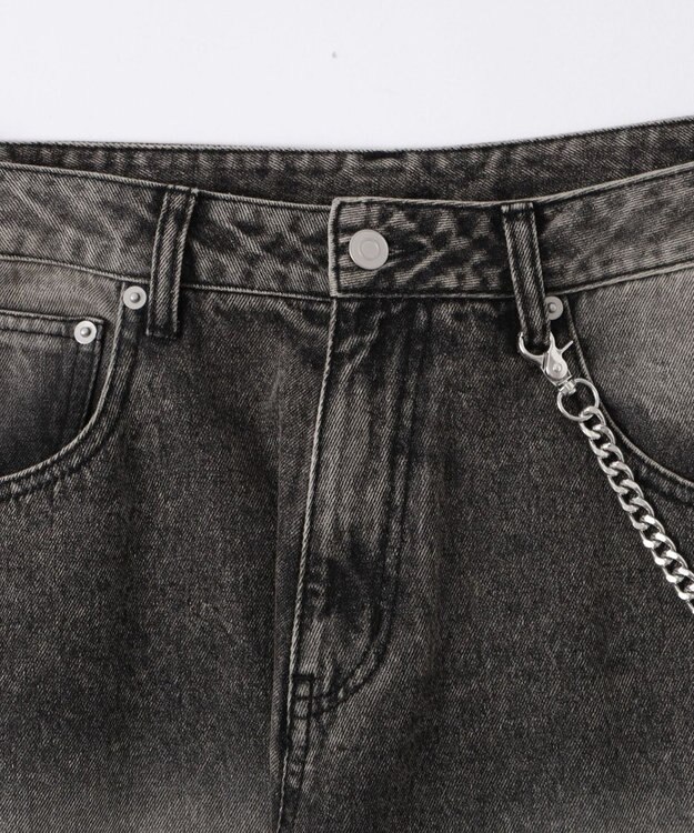 WEGO チェーン付きバルーンデニムパンツ デニムブラックソノタ