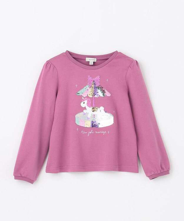 ANY KIDS ミラクルスパンコール 長袖 Tシャツ ローズ