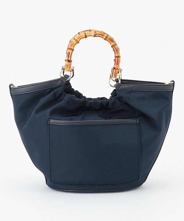 J.PRESS LADIES 【2way】ギャザーバンブー トート バッグ ネイビー系