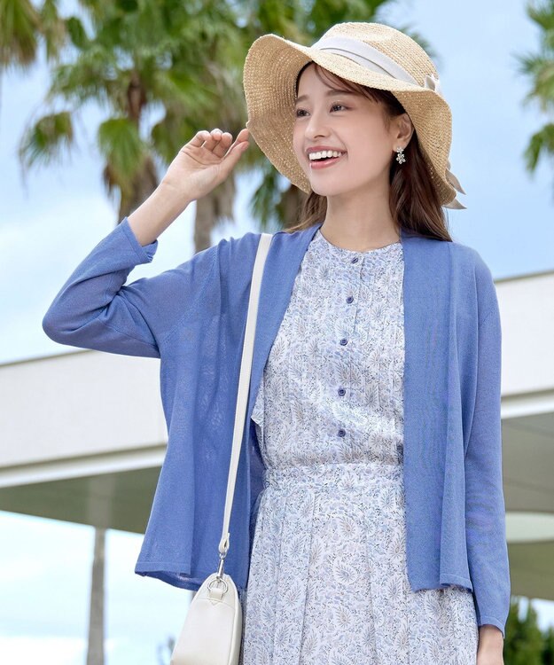 Tiaclasse L 【小倉優子さん着用・UVケア・接触冷感】ショートトッパーカーディガン ライトブルー