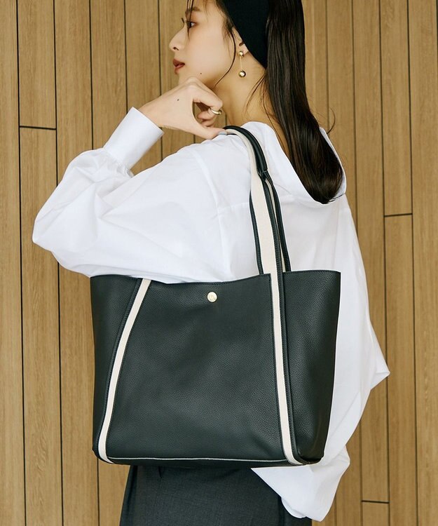 TOPKAPI 【TREASURE TOPKAPI】ソフトシュリンク テープハンドル A4 トート バッグ ブラック