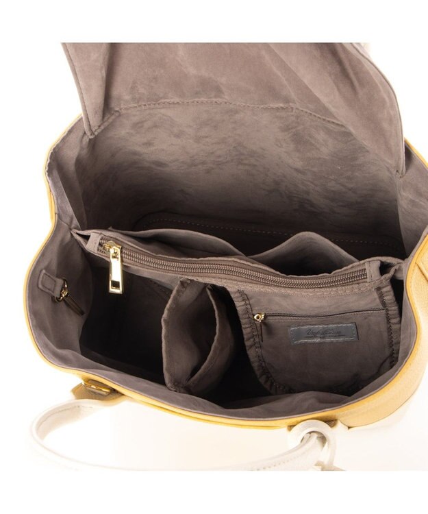 UNBILLION 【テレビ ドラマ着用アイテム】cachecache ショルダー付きパーテーション合成皮革トート イエローミックス