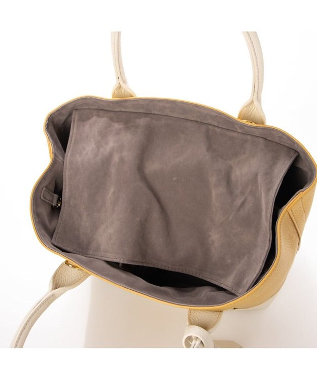 UNBILLION 【テレビ ドラマ着用アイテム】cachecache ショルダー付きパーテーション合成皮革トート イエローミックス