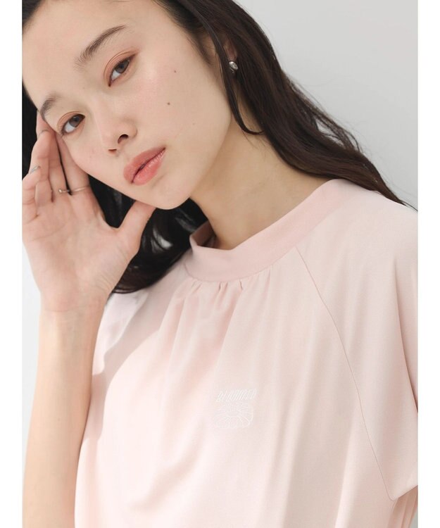 earth music&ecology スポーティー刺繍ロゴＴ Pink Orange