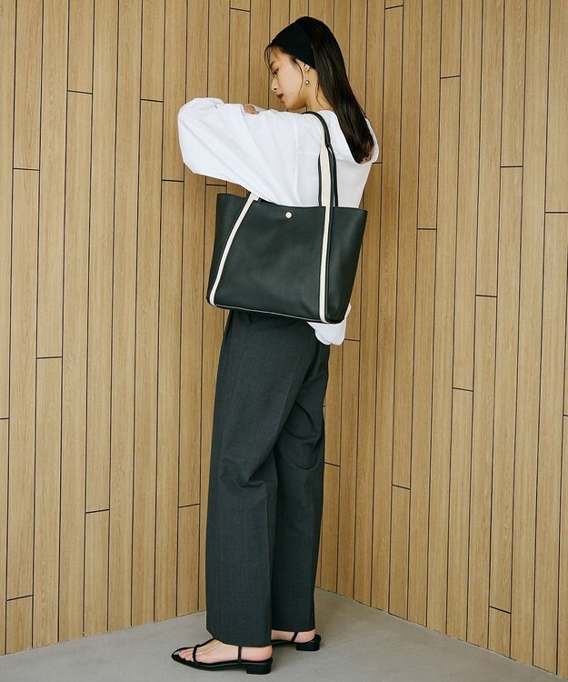 TOPKAPI 【TREASURE TOPKAPI】ソフトシュリンク テープハンドル A4 トート バッグ ブラック