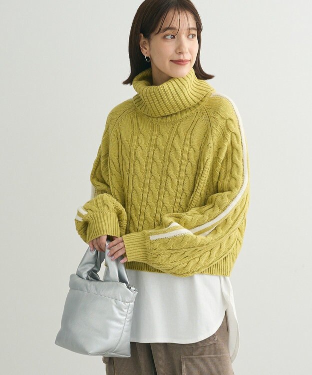 Green Parks ・ｓｗｉｎｇ　ｂｙ　ラインケーブルタートルニット Yellow