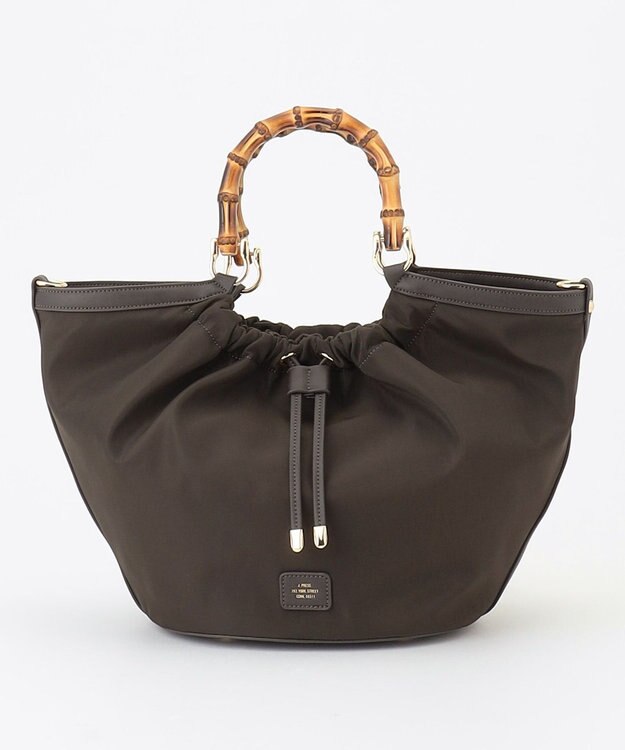 J.PRESS LADIES 【2way】ギャザーバンブー トート バッグ ブラウン系