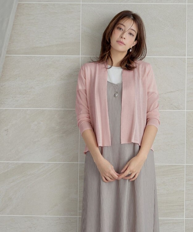 Tiaclasse L 【小倉優子さん着用・UVケア・接触冷感】ショートトッパーカーディガン ピンク