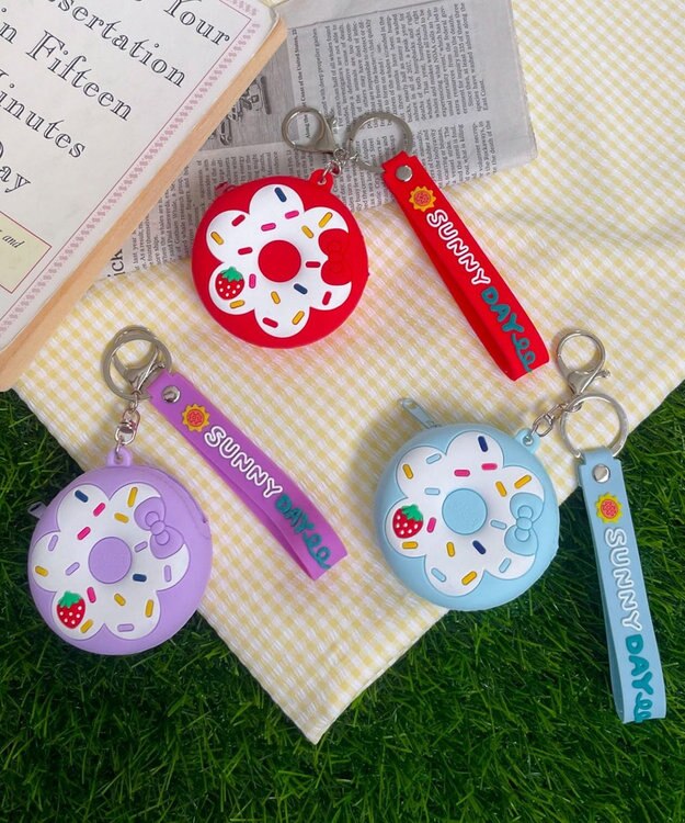 WEGO カラフルドーナツミニポーチ サックス