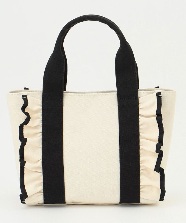 Feroux バイカラーパールフリル トート アイボリー系