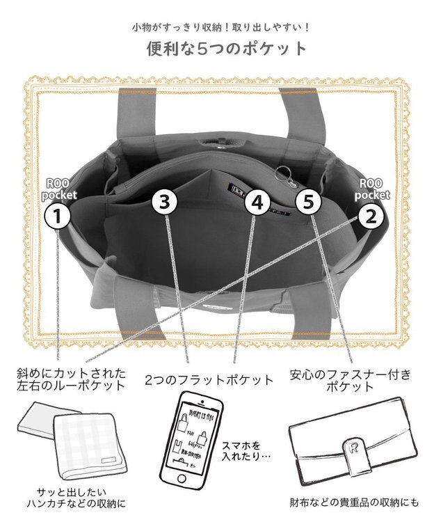 ROOTOTE 3672【仕切り+自立+肩掛け】 LT.デリ.パルーティ.ウエッファ-A 01：ネイビー
