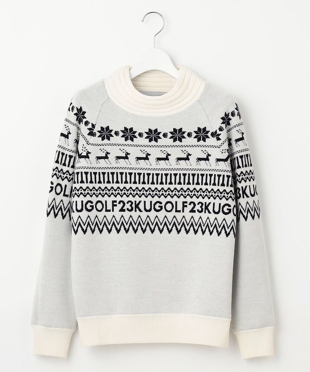 23区GOLF 【WOMEN】【ウォッシャブル】ノルディック柄裏付き ニット ライトグレー系