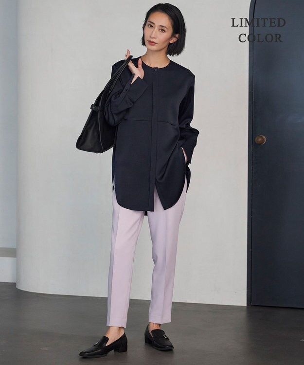 ICB 【新色追加・接触冷感・UVケア・速乾・洗える】FluidBackSatin ドロストパンツ パールグレー系［WEB限定］