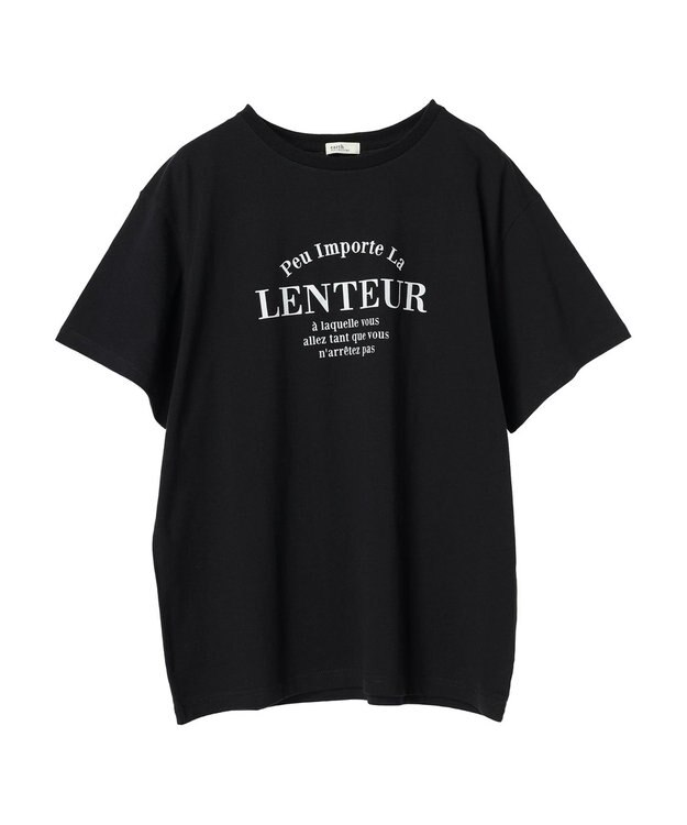 earth music&ecology アソートロゴプリントＴ Black