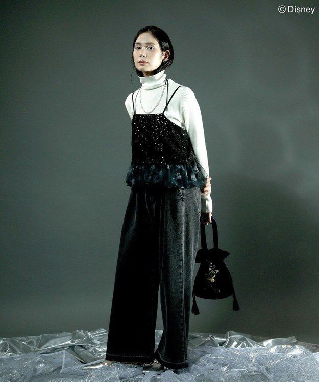 Green Parks ＦＡＮＴＡＳＩＡ／スパンコール総柄ビスチェ Black