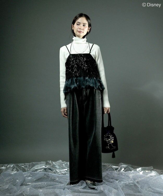 Green Parks ＦＡＮＴＡＳＩＡ／スパンコール総柄ビスチェ Black