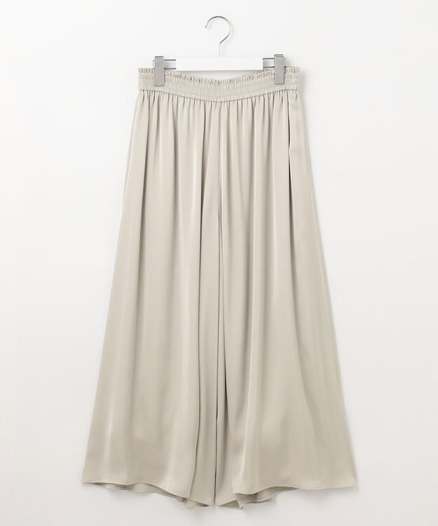 自由区 L 【カタログ掲載・セットアップ対応・ウエストゴム・洗える】セミブライトサテンギャザー パンツ ダークサンド