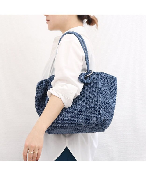 UNBILLION カシュカシュ cachecache / ベーシッククロッシェトート カゴバッグ ブルー