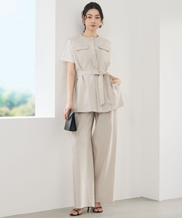 自由区 【SHIHOさん着用・セットアップ対応】リネンストレッチ ジレ フラックス