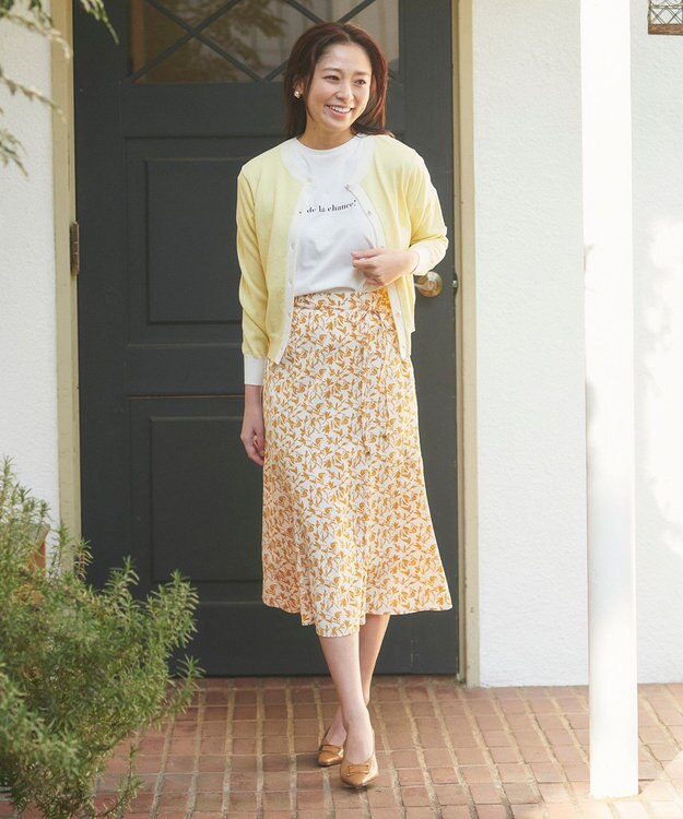 Feroux バイカラー カーディガン ライトイエロー系1