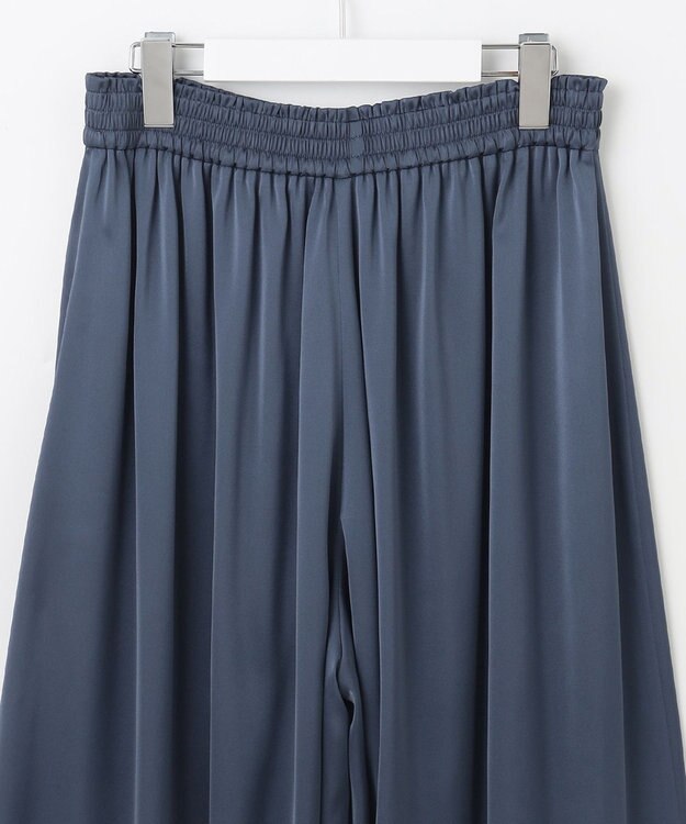 自由区 L 【カタログ掲載・セットアップ対応・ウエストゴム・洗える】セミブライトサテンギャザー パンツ インク