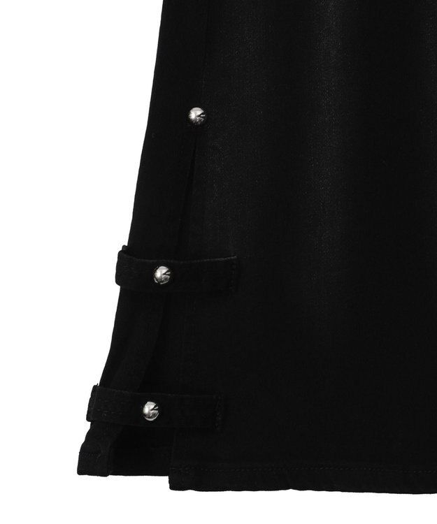 WEGO デザインスリットストレッチフレアデニム ブラック