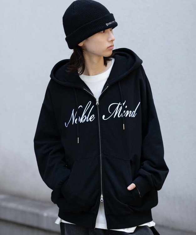 WEGO 【25年秋冬新作/ユニセックス着用ITEM/SMLサイズ展開】グラフィックロゴダブルZIPパーカー ブラック