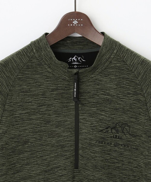 JOSEPH ABBOUD MOUNTAIN 【UNISEX】ランダムスラブリップハーフジップ カーキ系